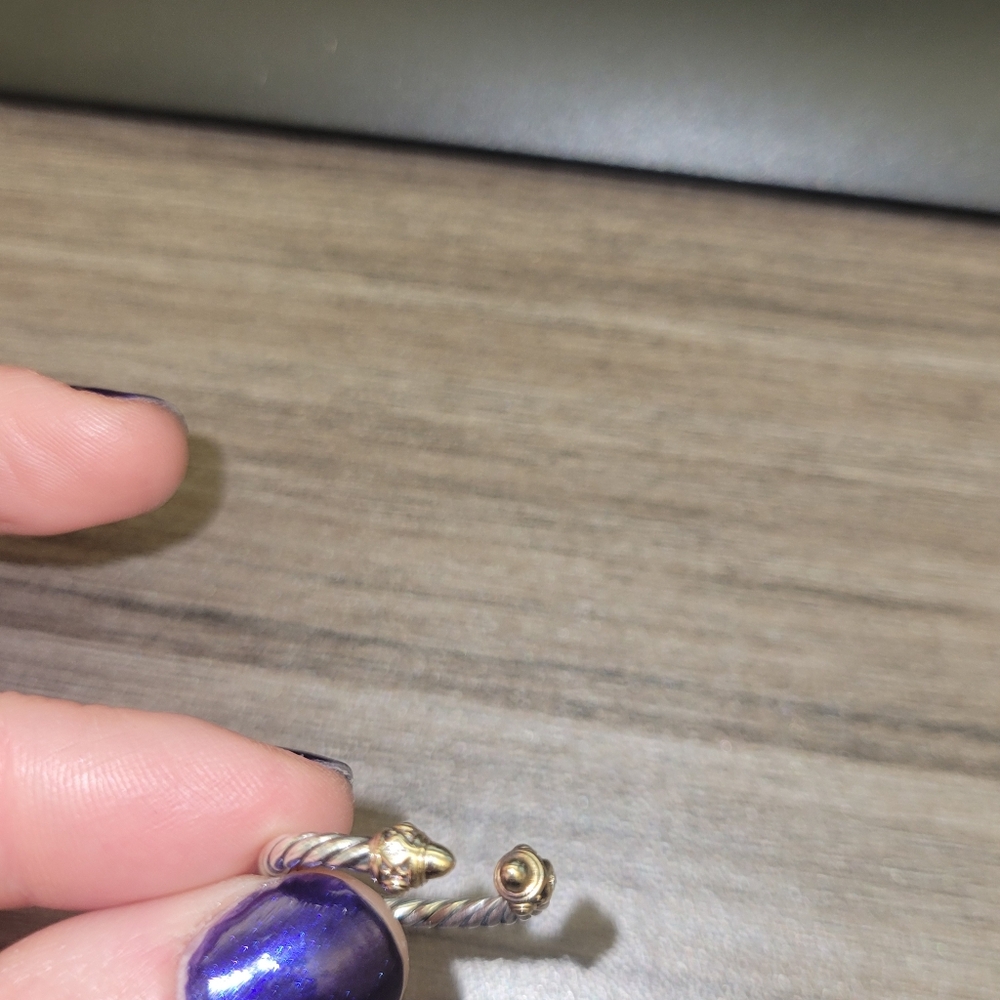 David Yurman Sz 6 Silver 14k Gold Renaissance Ring With Diamonds 2.3mm Wide - Picture 5 of 8